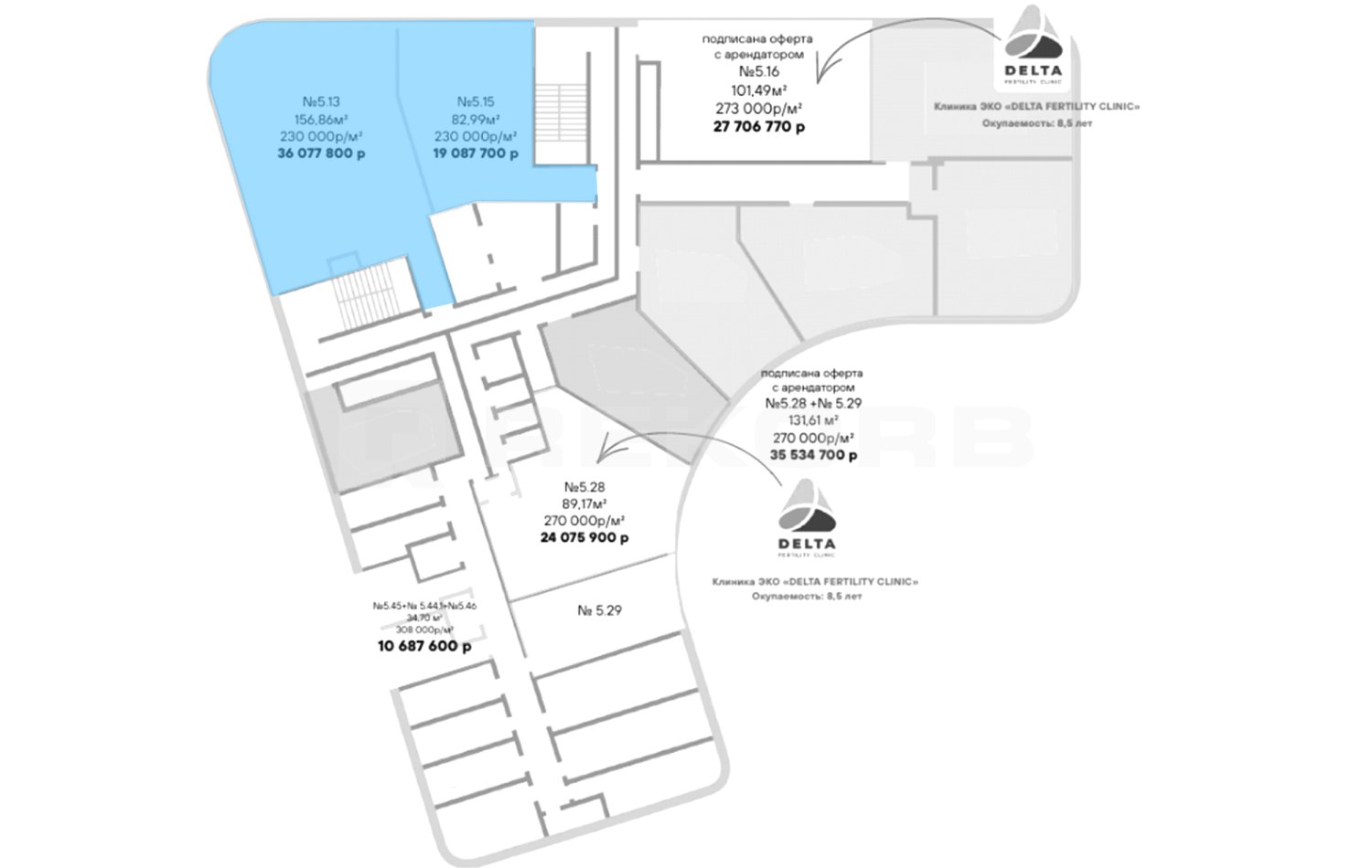 Офис на продажу 239,85 кв.м. в БЦ МФК Smart Светлановский - фото 1